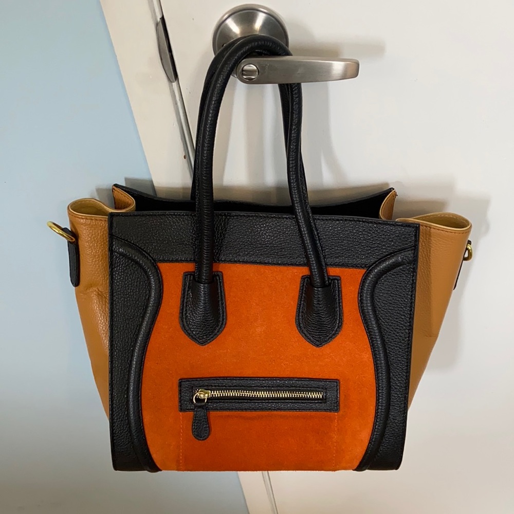 Orange leather bag